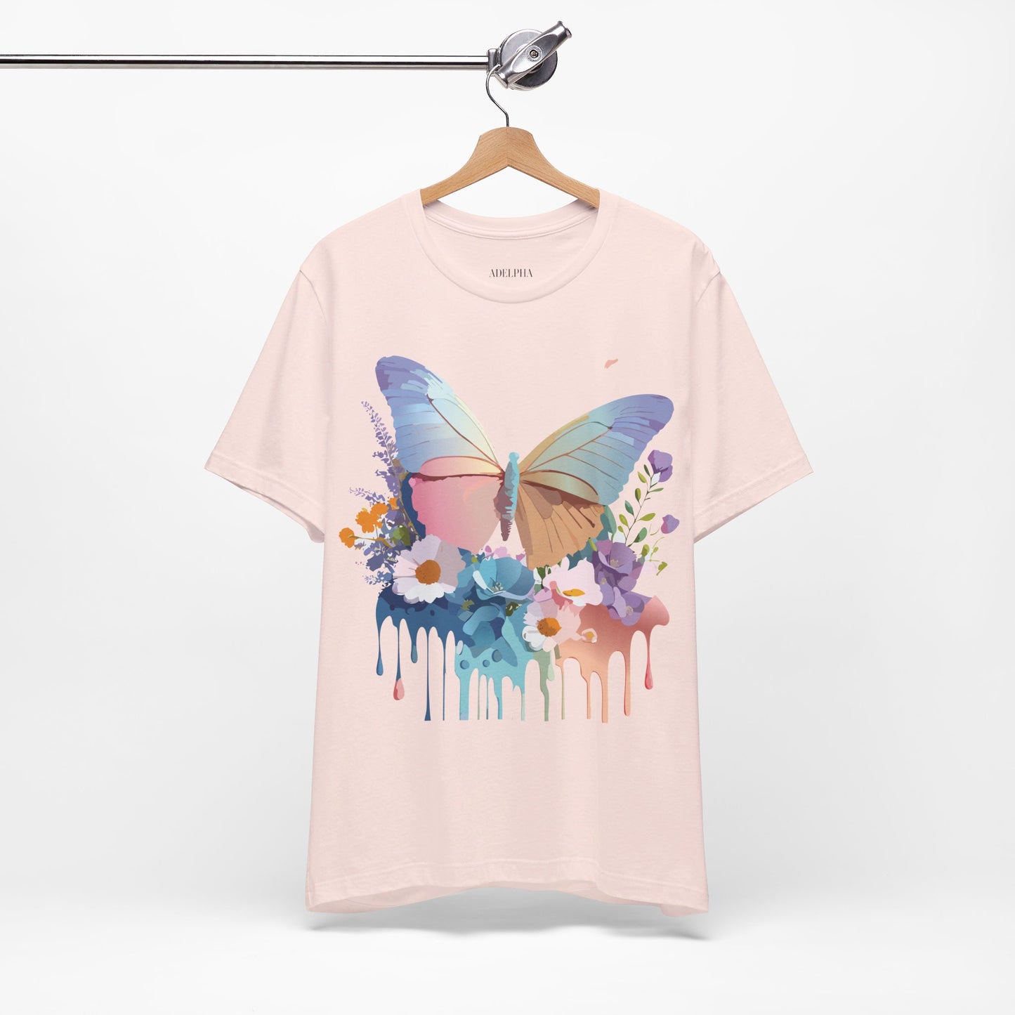 Natural Cotton Tee Shirt with Butterfly