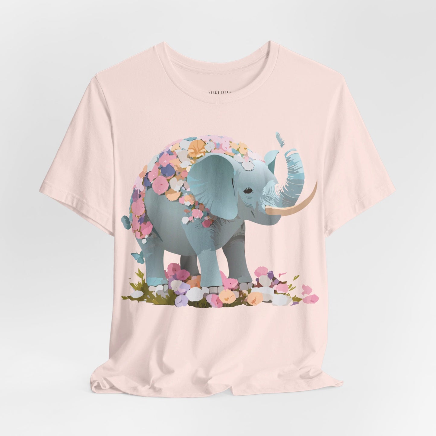 T-shirt en coton naturel avec motif éléphant