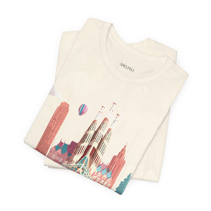 Natural Cotton Tee Shirt - Beautiful Places Collection - Barcelona Printify