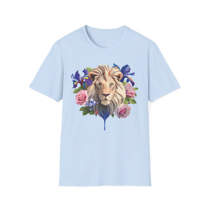 Unisex Lion Shirt Floral Lion Tee Softstyle Gildan 64000 100 Percent Cotton