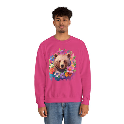 Unisex Floral Bear Sweatshirt Art Design Animals Print Sweatshirt Collection