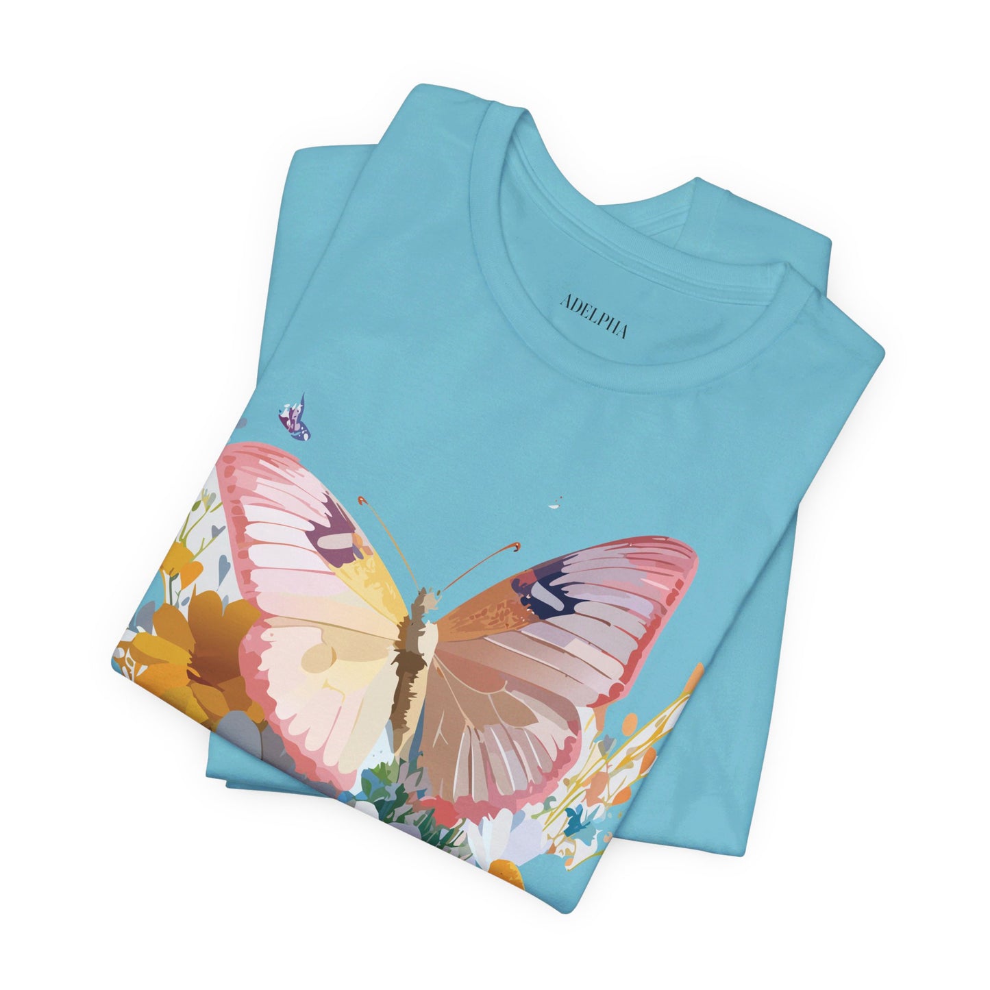 Natural Cotton Tee Shirt with Butterfly