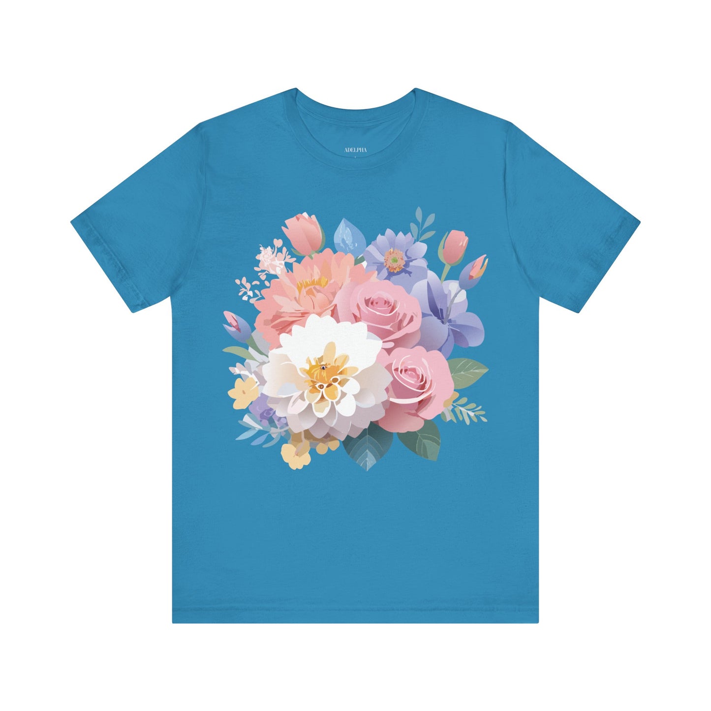 Natural Cotton Tee Shirt with Flowers