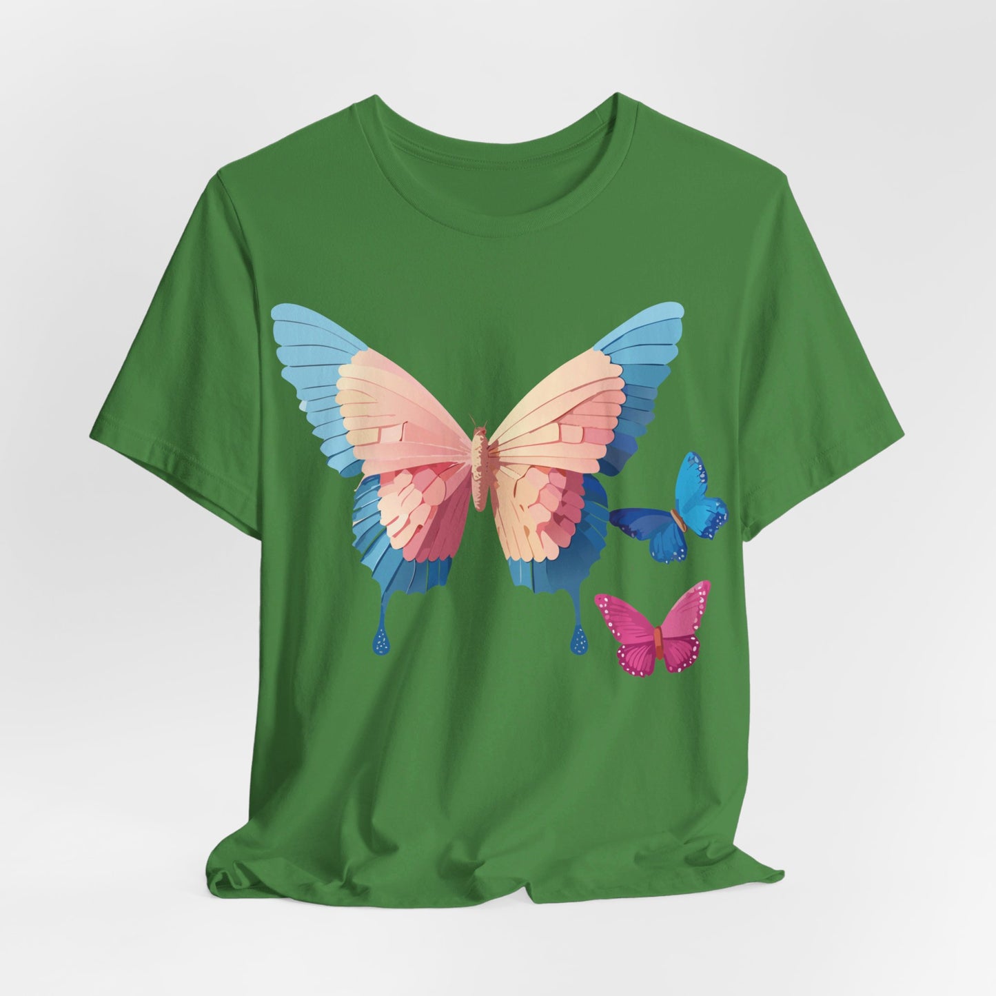 Natural Cotton Tee Shirt with Butterfly