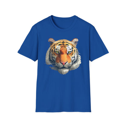 Tiger Print T Shirt Unisex Animal Tee 100 Percent Cotton Softstyle Gildan 64000