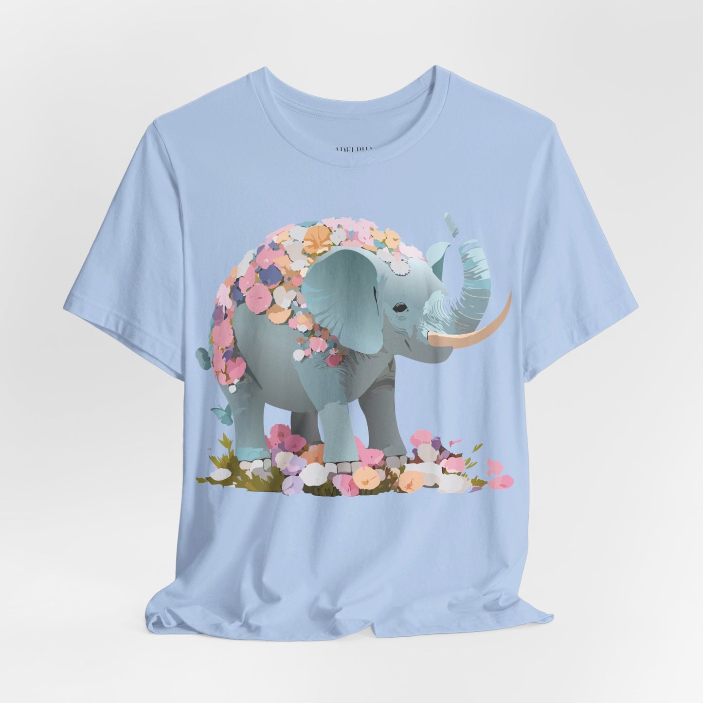 T-shirt en coton naturel avec motif éléphant