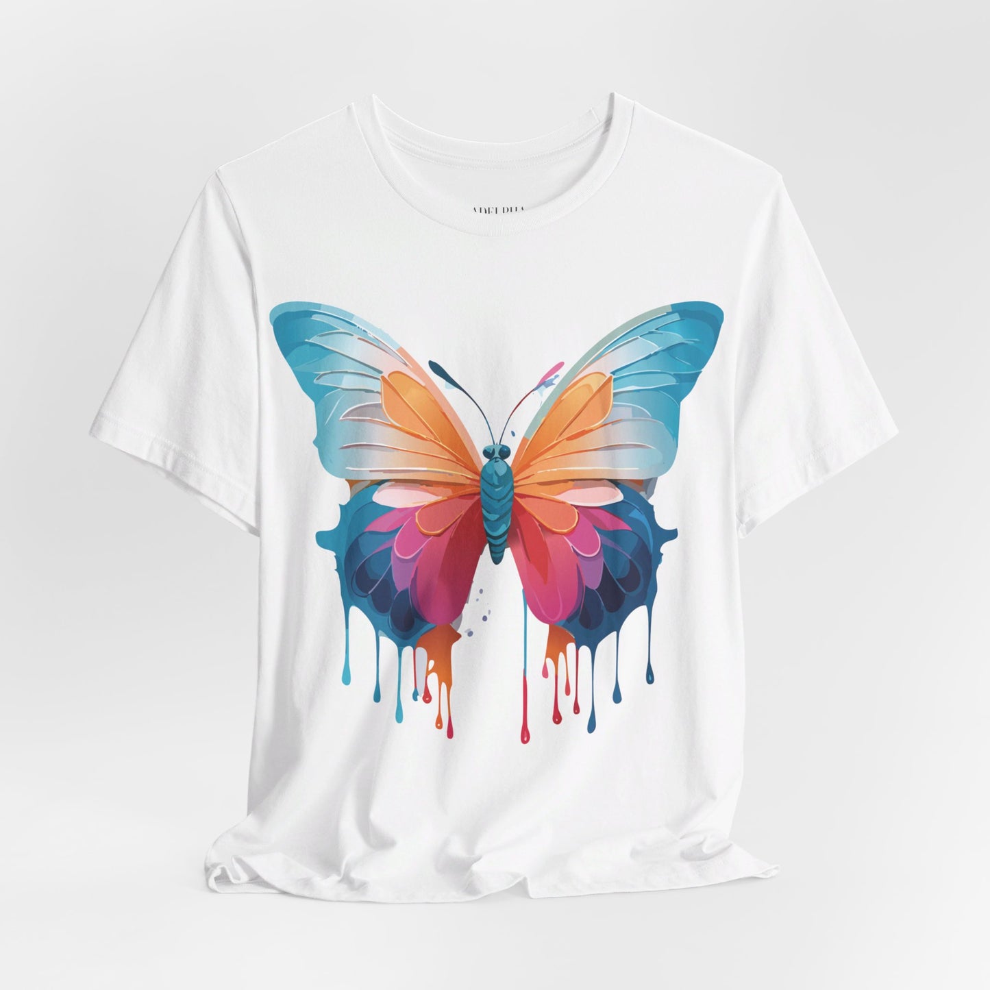 Natural Cotton Tee Shirt with Butterfly