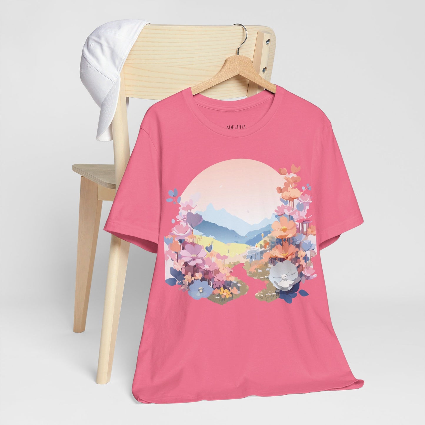 Natural Cotton Tee Shirt with Flowers