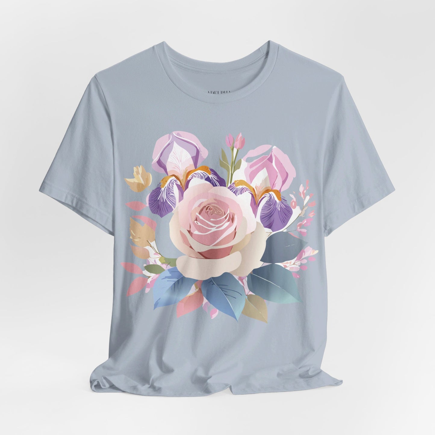 Natural Cotton Tee Shirt with Flowers