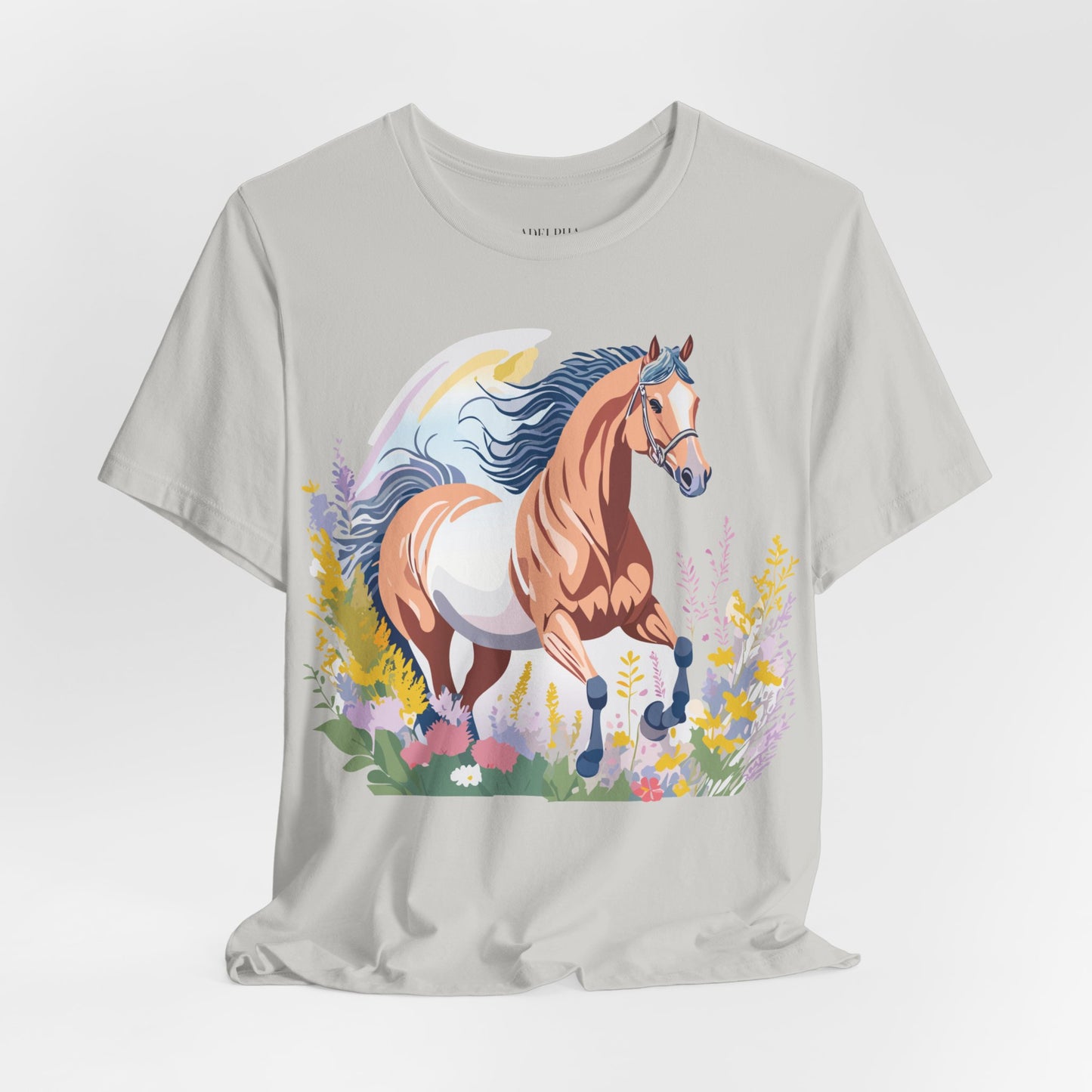 Natural Cotton Tee Shirt with Horse