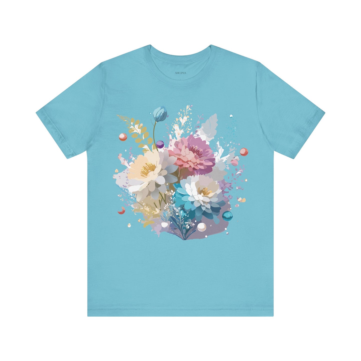 Natural Cotton Tee Shirt with Flowers