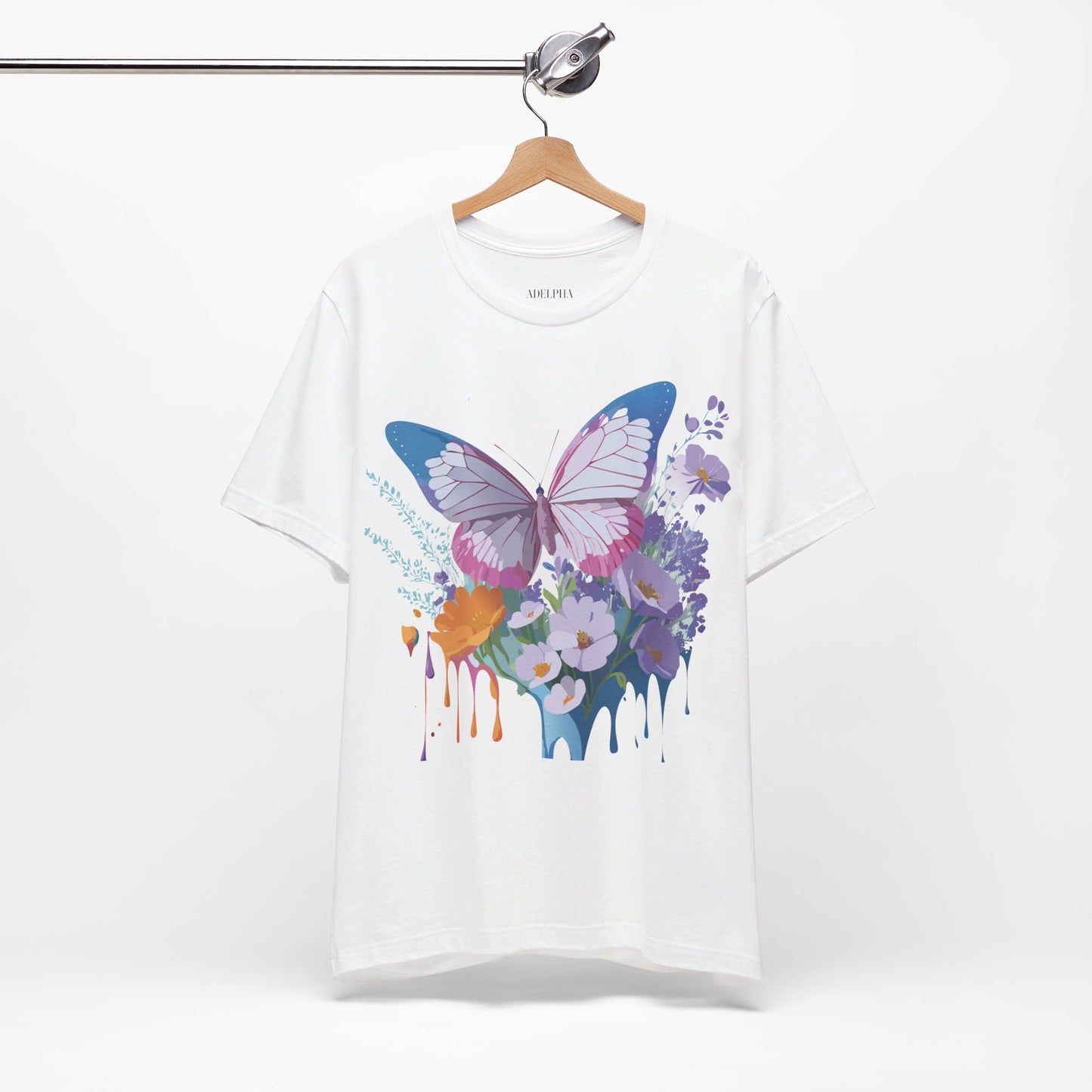 Natural Cotton Tee Shirt with Butterfly