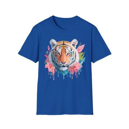 Tiger Print Unisex Softstyle T Shirt Short Sleeve Gildan 64000 Tee