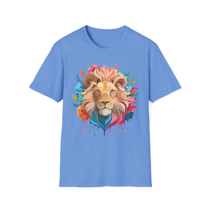 Lion Shirt Unisex Floral Lion Tee Gildan Softstyle 64000 Lightweight Cotton Tee