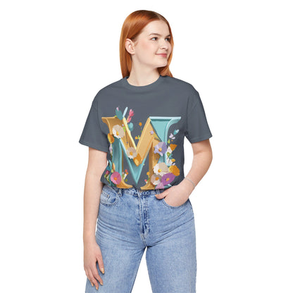 Natural Cotton Tee Shirt - Letters Collection - M Printify