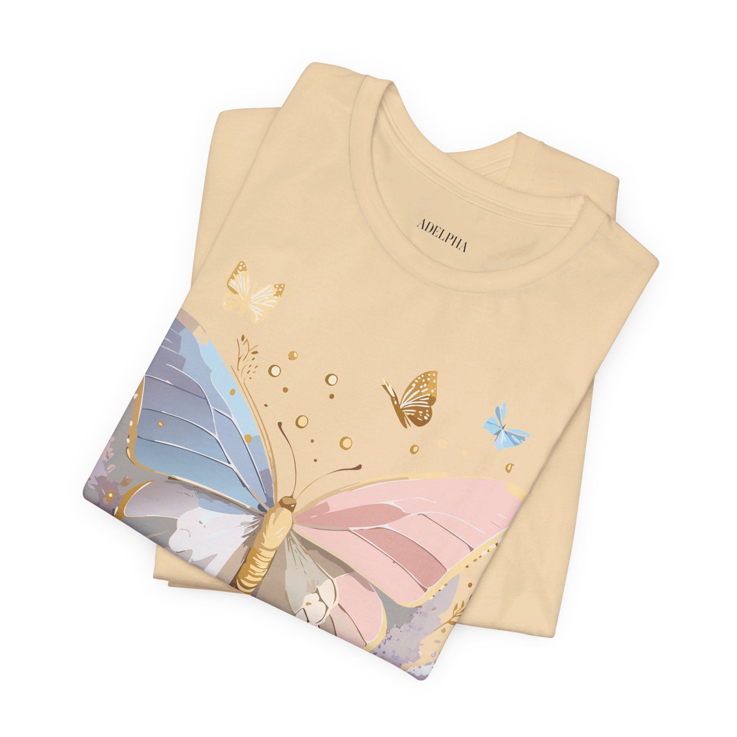 Natural Cotton Tee Shirt with Butterfly