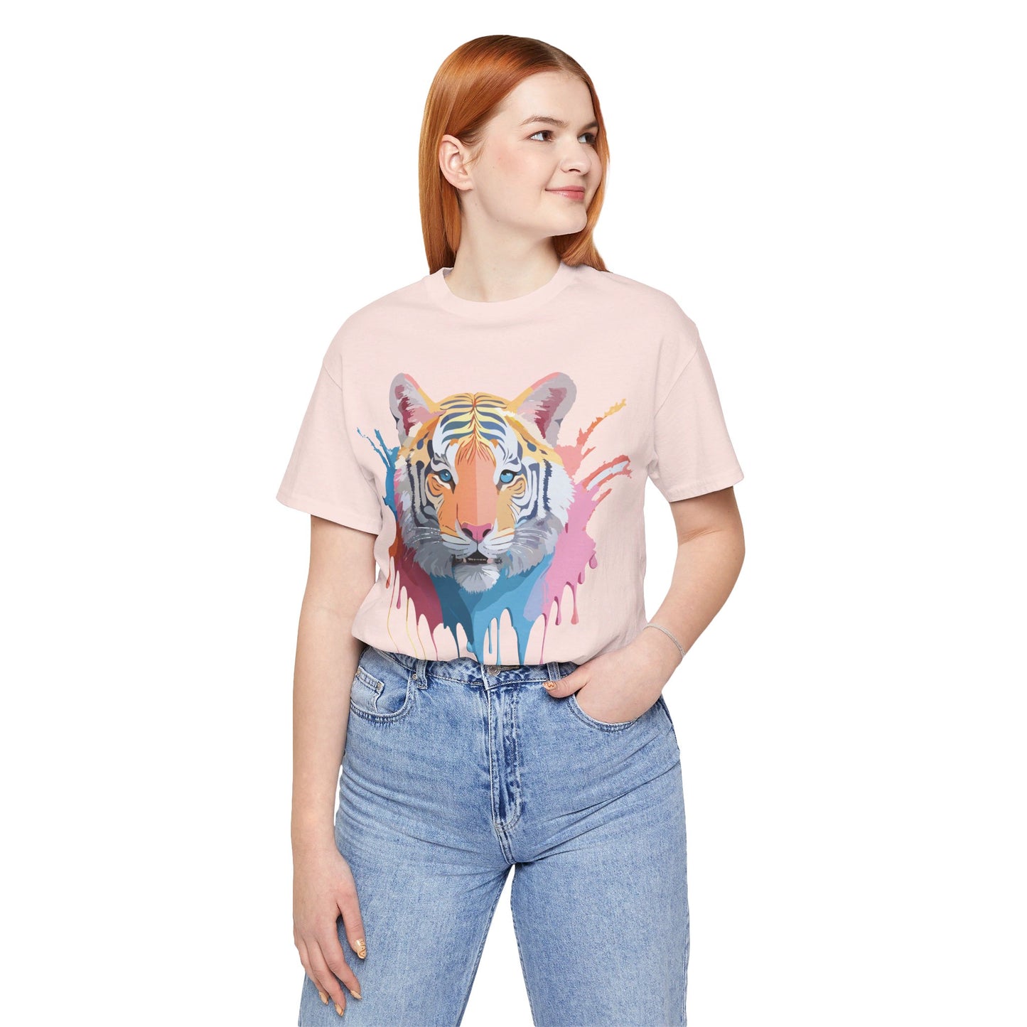 Natural Cotton Tee Shirt with Tiger