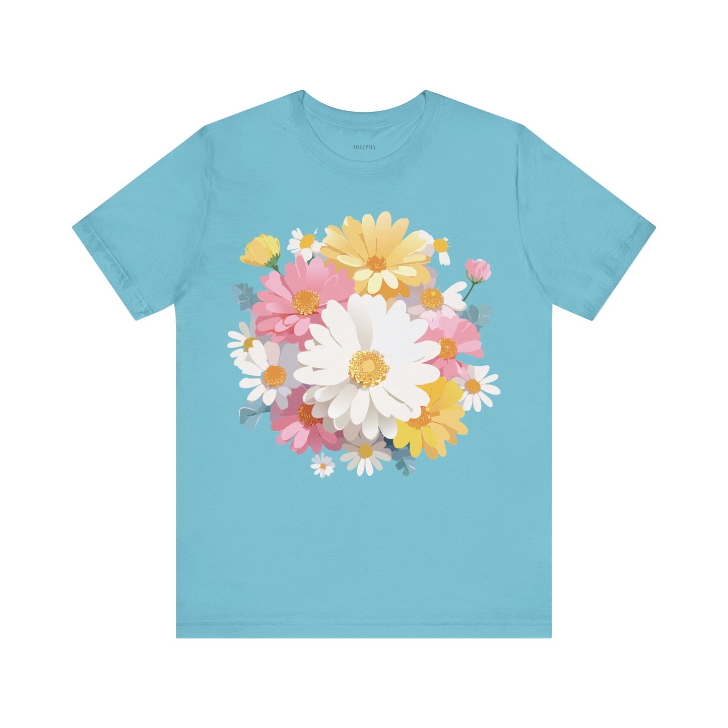 Natural Cotton Tee Shirt with Flowers