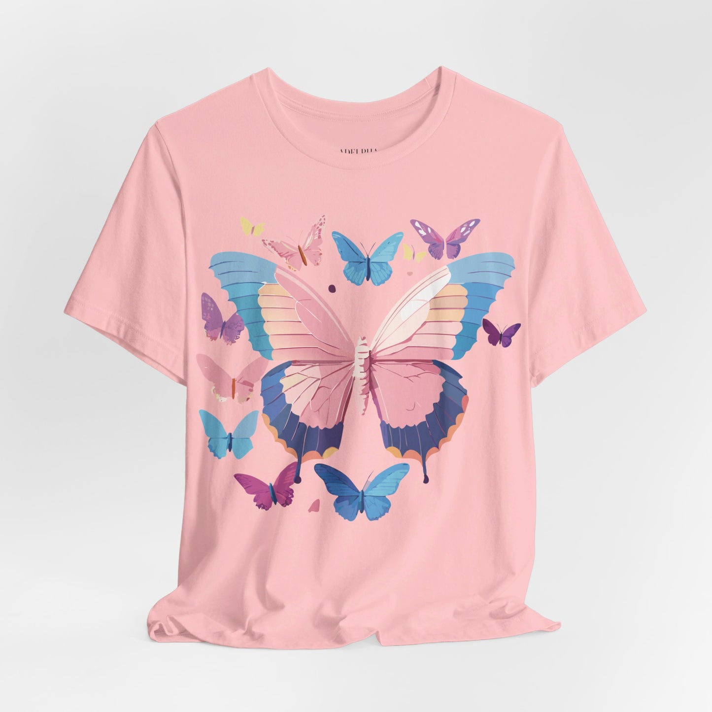 Natural Cotton Tee Shirt with Butterfly