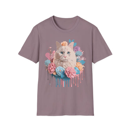 Cat Shirt Unisex Short Sleeve Cat Tee Kitten Design Gildan Softstyle 64000 Tee