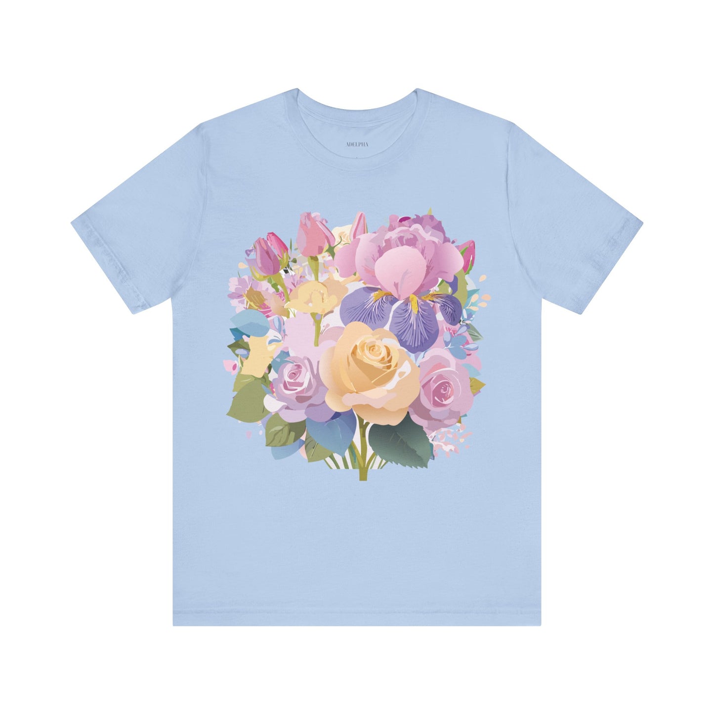 Natural Cotton Tee Shirt with Flowers