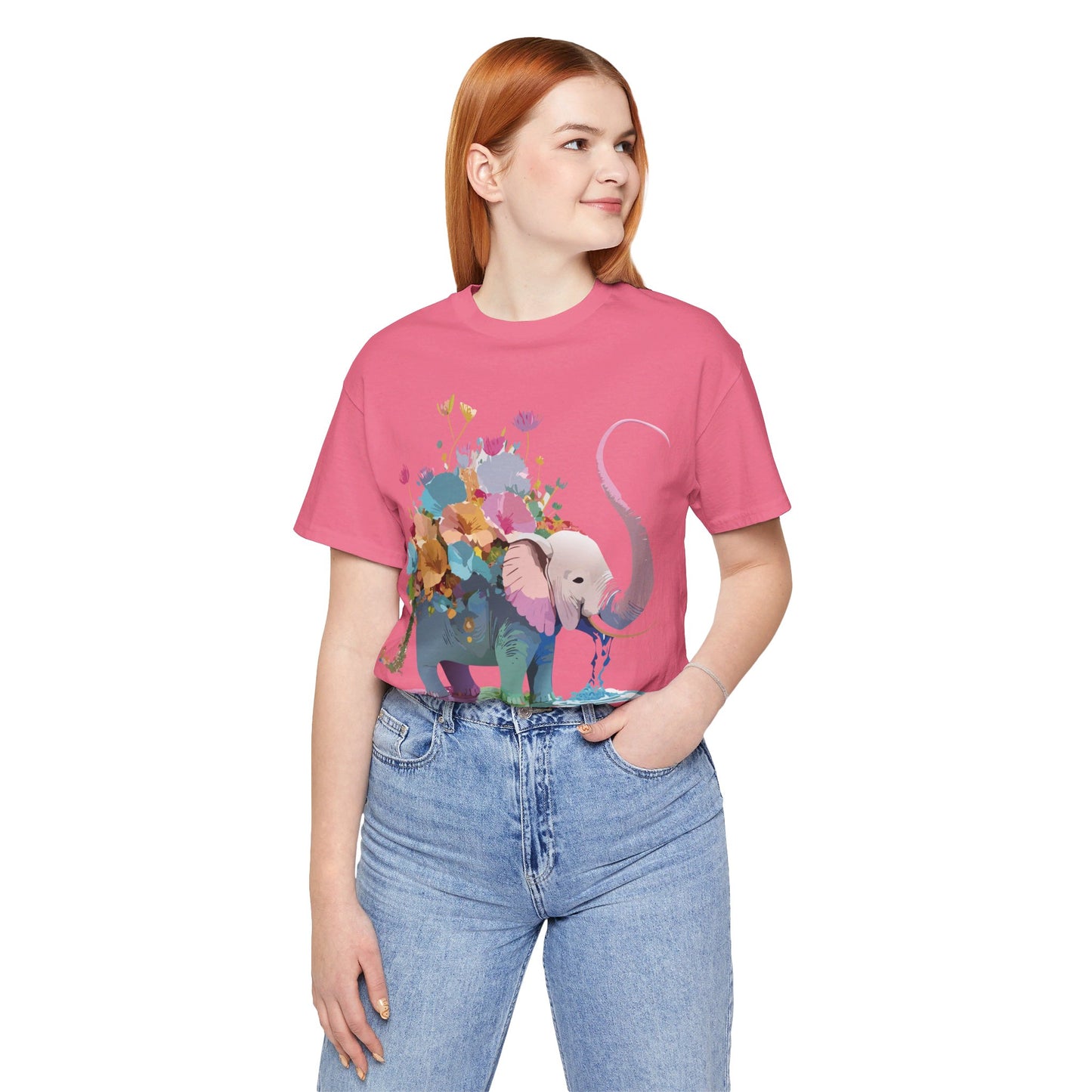 Natural Cotton Tee Shirt with Elephant