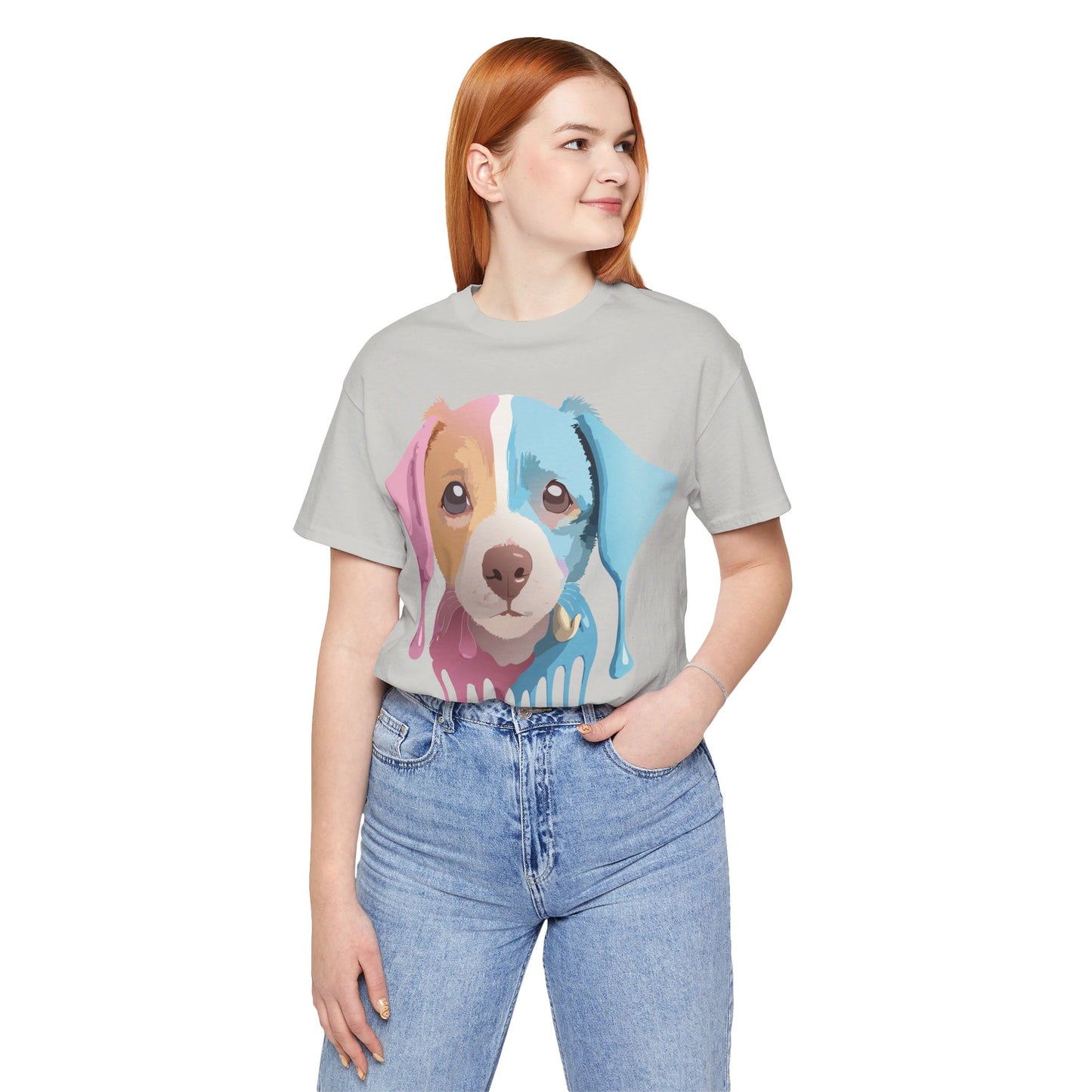 Natural Cotton Tee Shirt with Dog