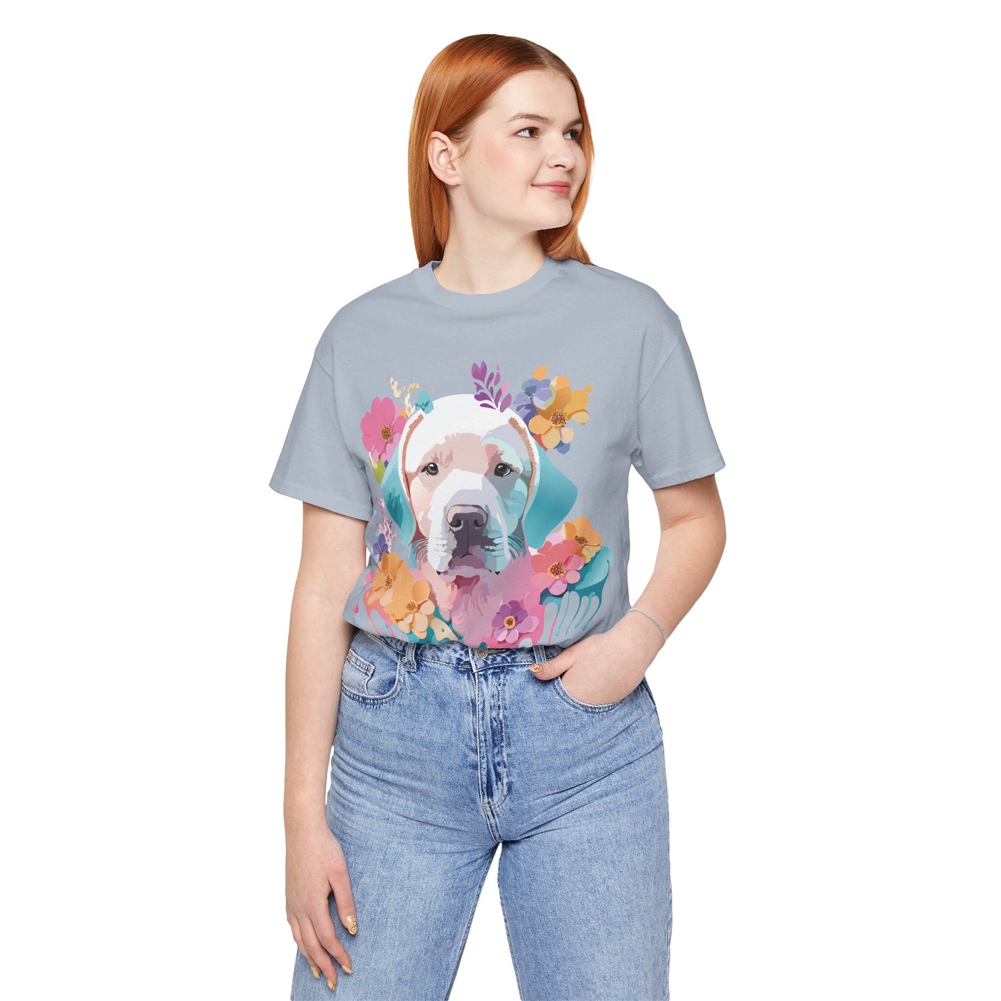 Natural Cotton Tee Shirt with Dog