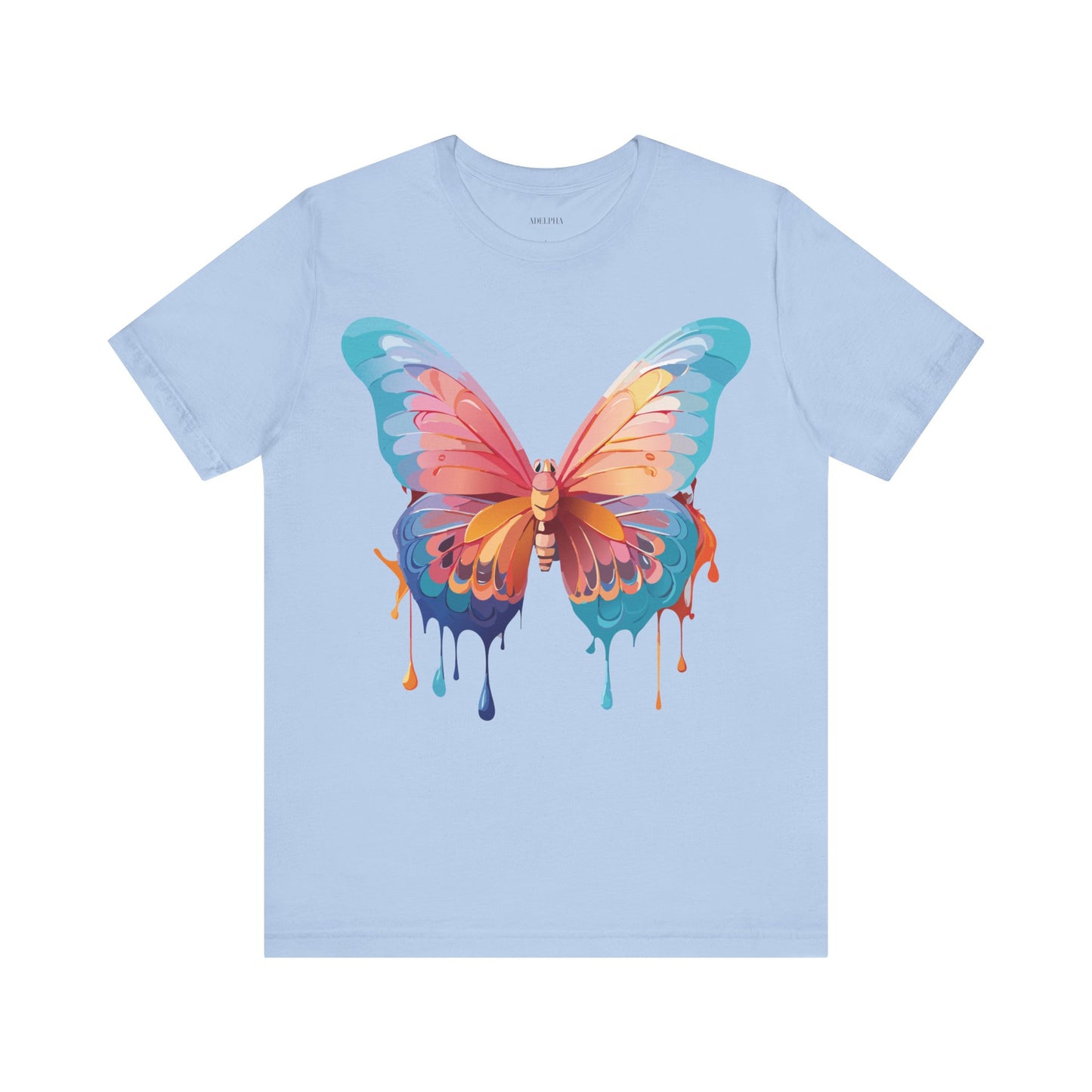 Natural Cotton Tee Shirt with Butterfly