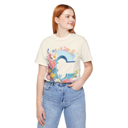 Natural Cotton Tee Shirt - Letters Collection - C Printify