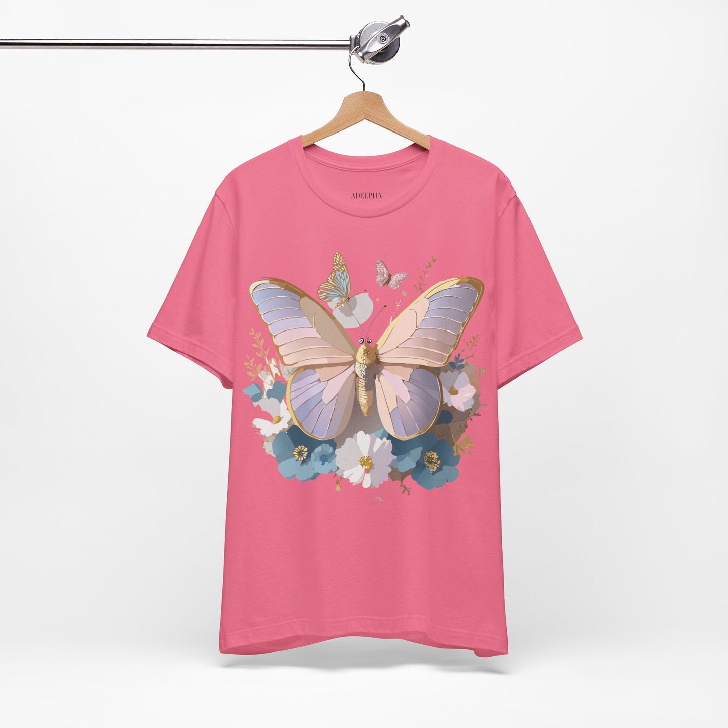 Natural Cotton Tee Shirt with Butterfly