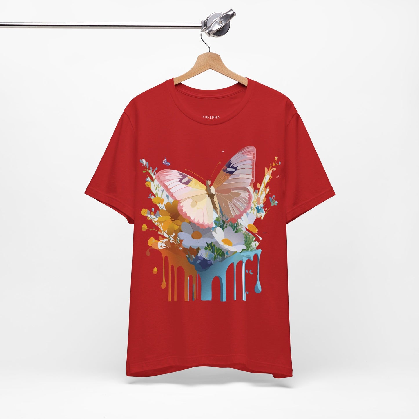 Natural Cotton Tee Shirt with Butterfly