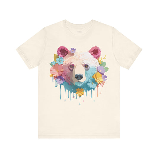 Natural Cotton Tee Shirt with Bear