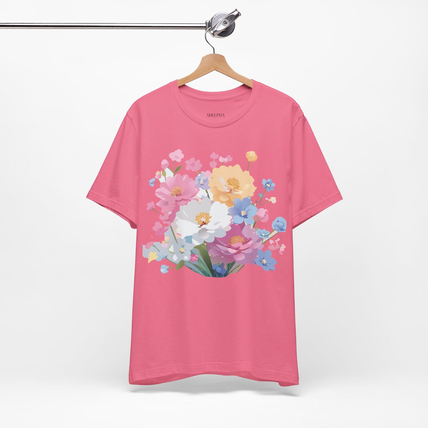 T-shirt en coton naturel avec fleurs