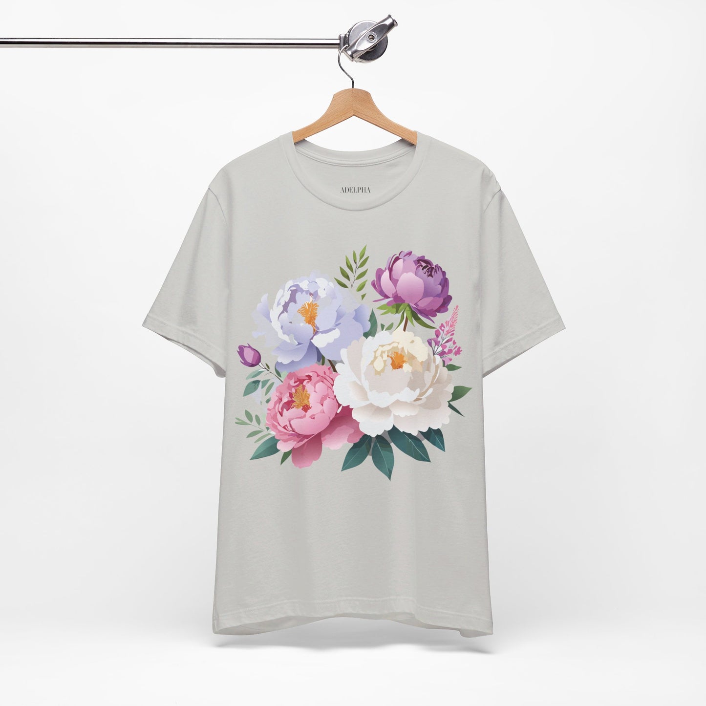 T-shirt en coton naturel avec fleurs