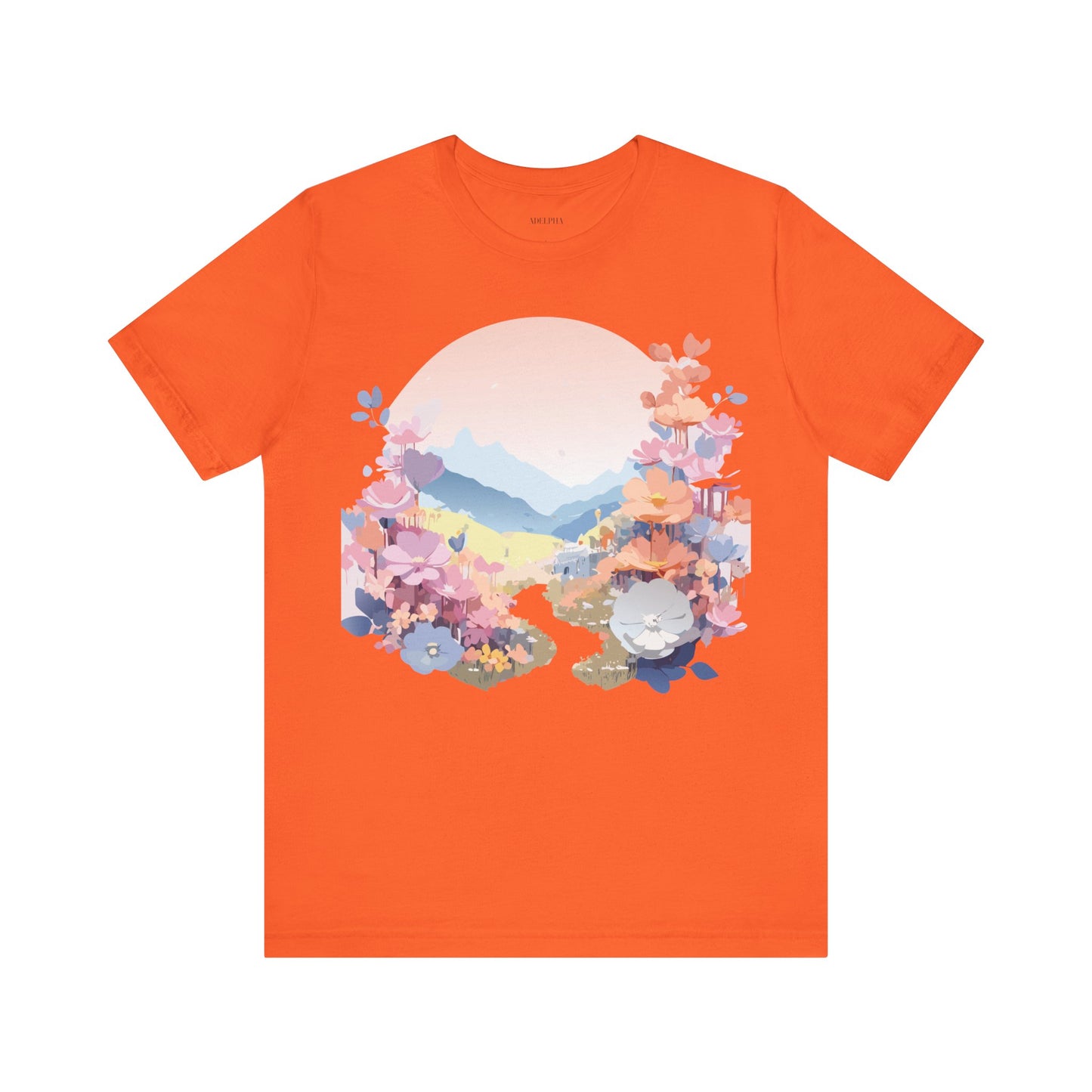 Natural Cotton Tee Shirt with Flowers