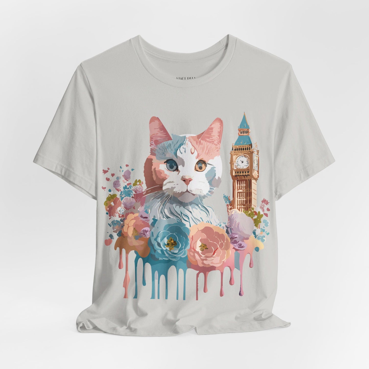 Natural Cotton Tee Shirt with Cat