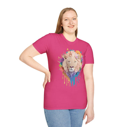 Unisex Lion Shirt Floral Lion Tee Softstyle Gildan 64000 100 Percent Cotton