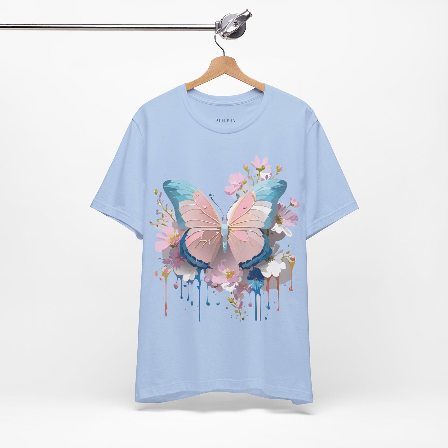 Natural Cotton Tee Shirt with Butterfly