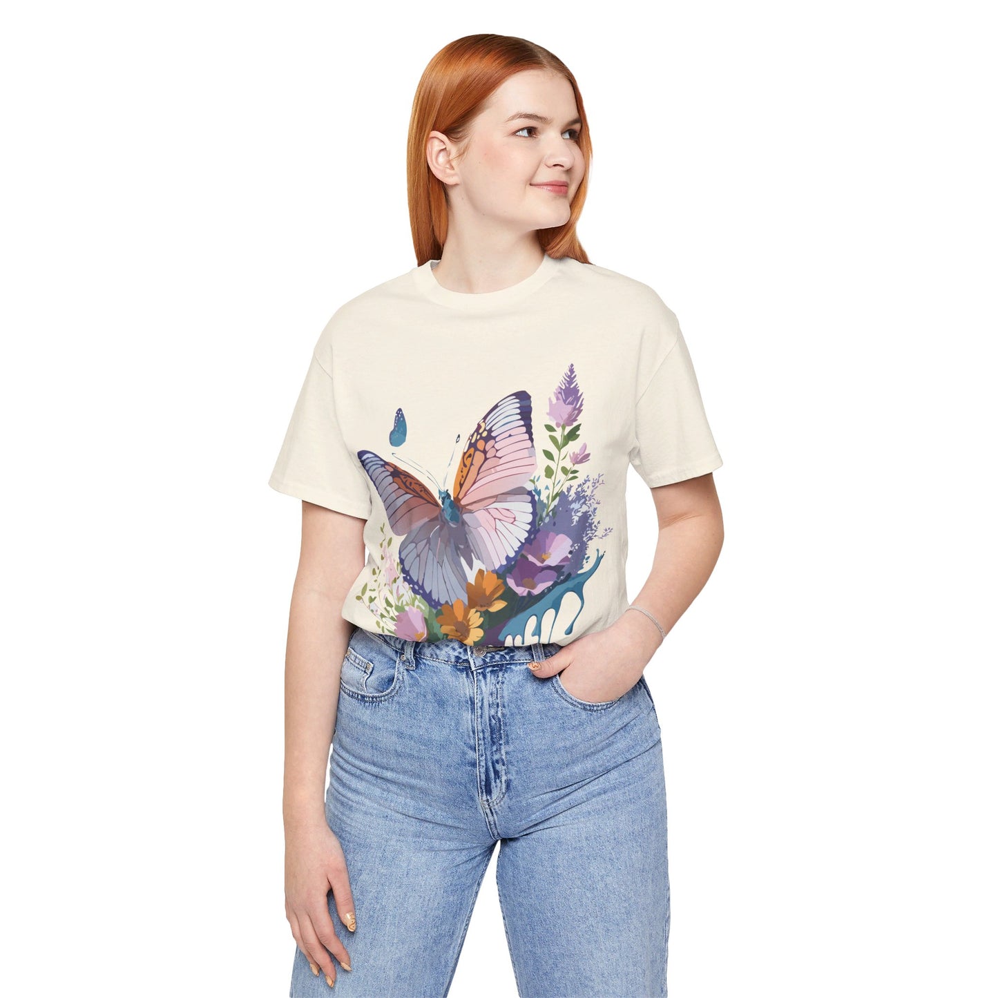 T-shirt en coton naturel avec papillon