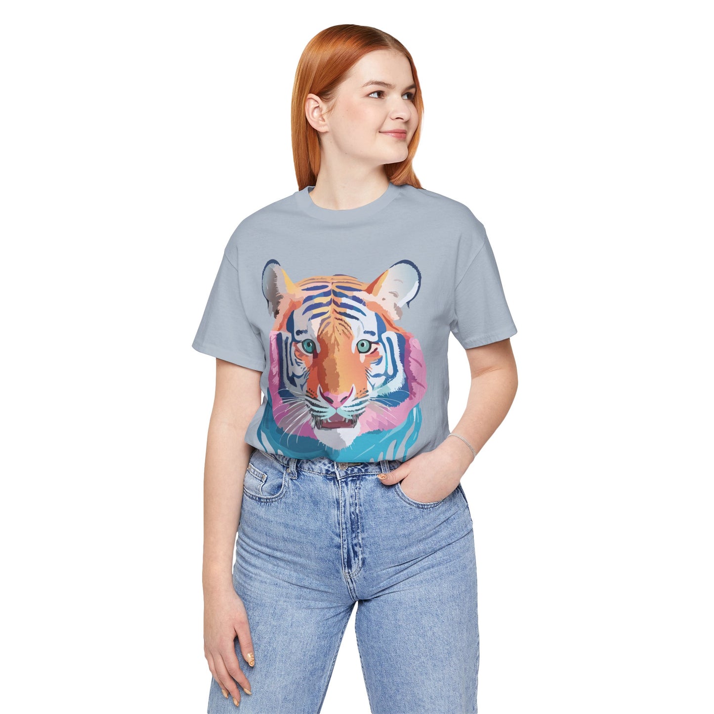 Natural Cotton Tee Shirt with Tiger