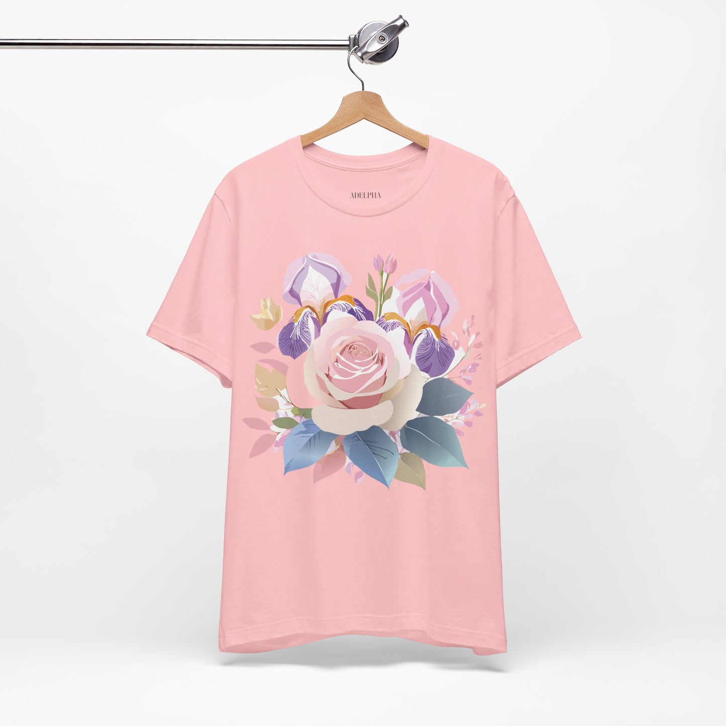 Natural Cotton Tee Shirt with Flowers