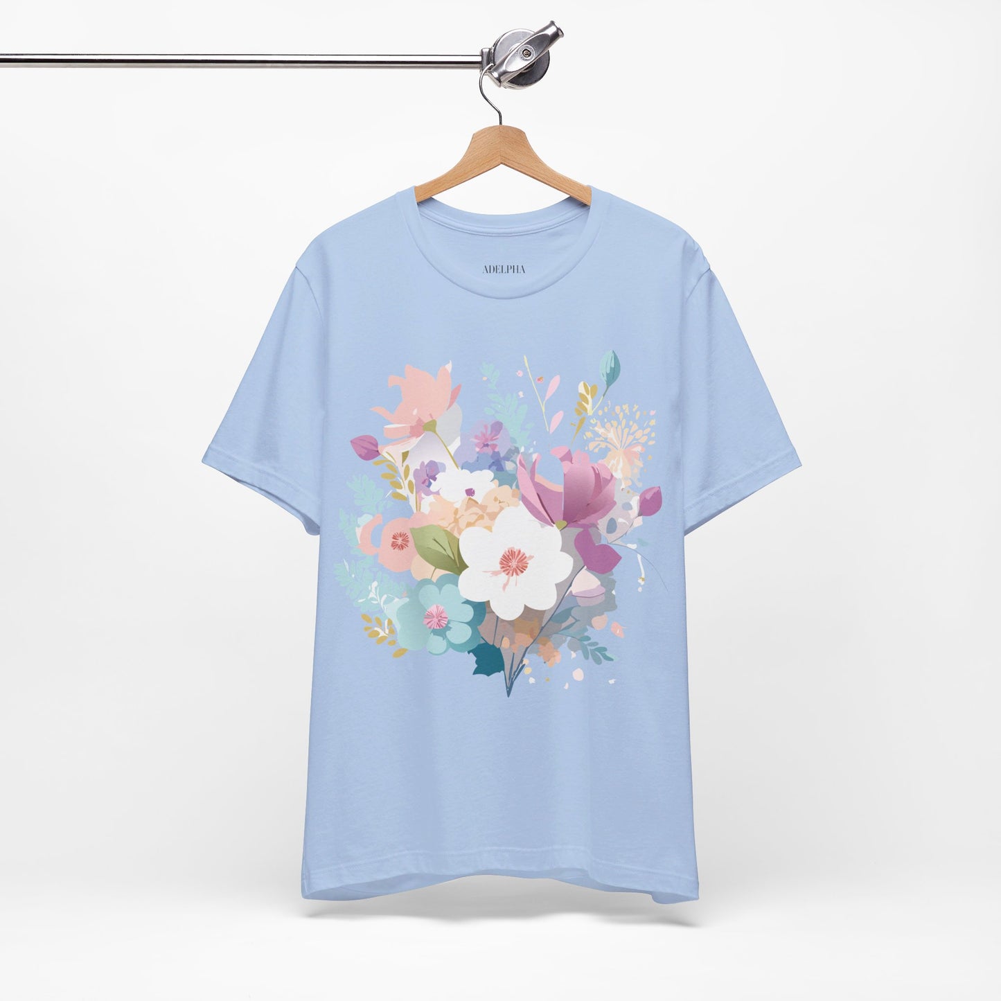 Natural Cotton Tee Shirt with Flowers