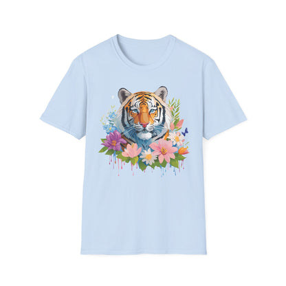 Tiger Print Unisex Softstyle T Shirt 100 Percent Ring Spun Cotton Tee