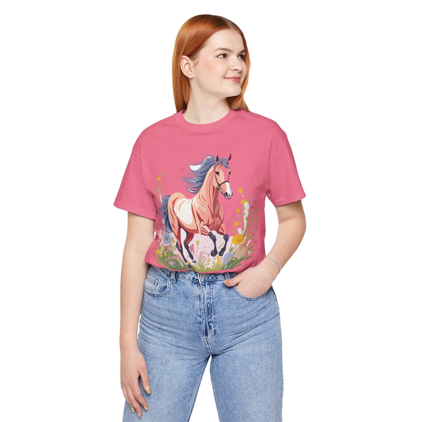 Natural Cotton Tee Shirt with Horse