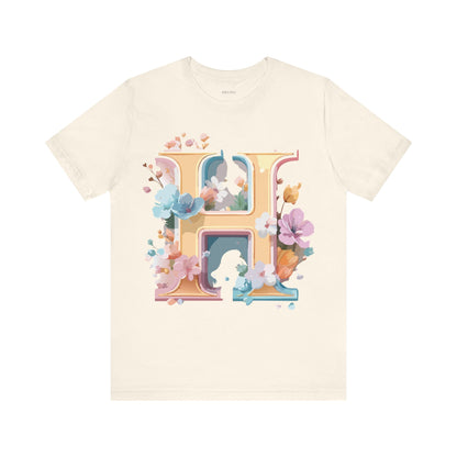 Natural Cotton Tee Shirt - Letters Collection - H Printify
