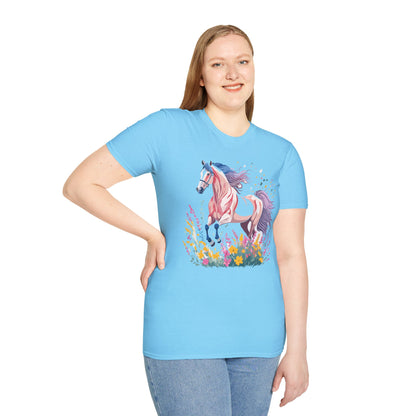 Horse Shirt Unisex Tee Animal Print Gildan Softstyle 64000 Ring Spun Cotton