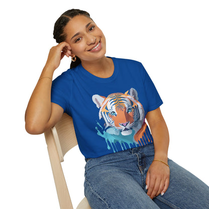 Tiger Print Shirt Unisex Softstyle Tee 100 Percent Ring Spun Cotton