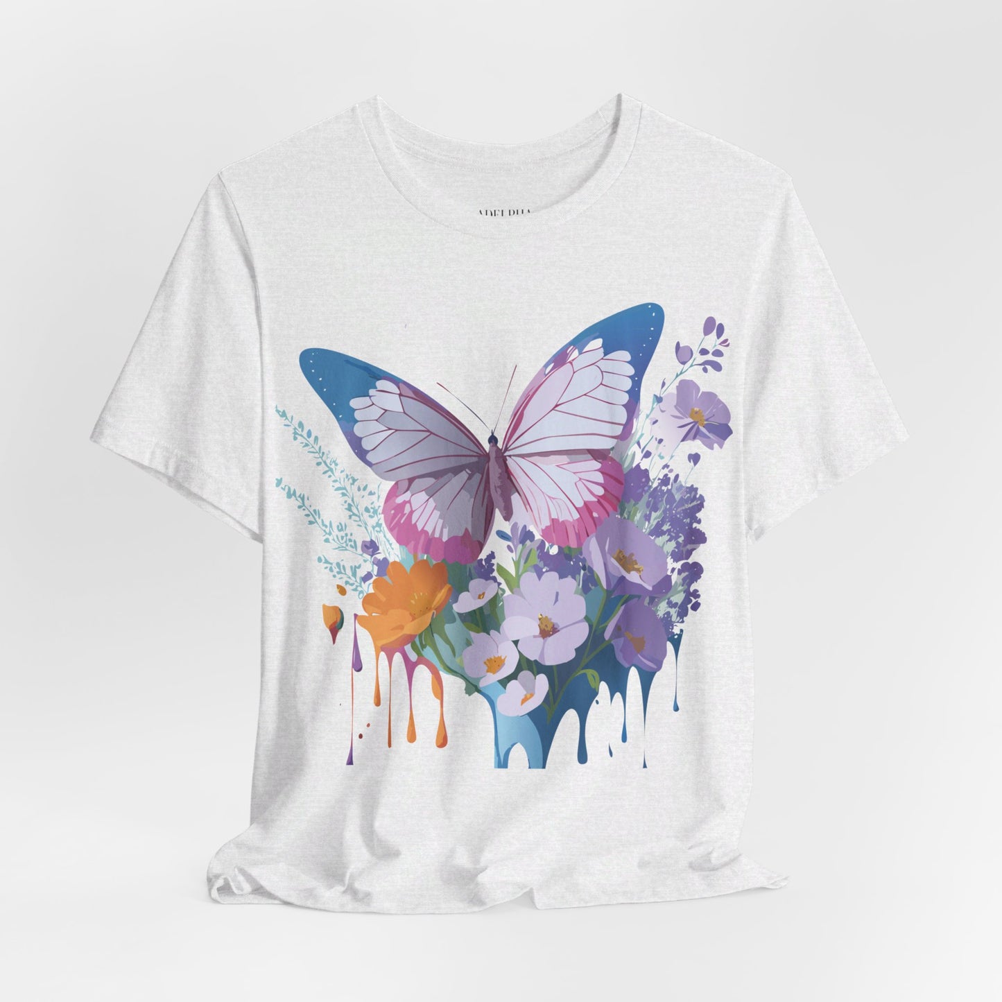 Natural Cotton Tee Shirt with Butterfly