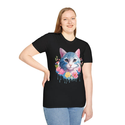Cat Shirt Unisex Cat Tee Kitten Print Gildan Softstyle 64000